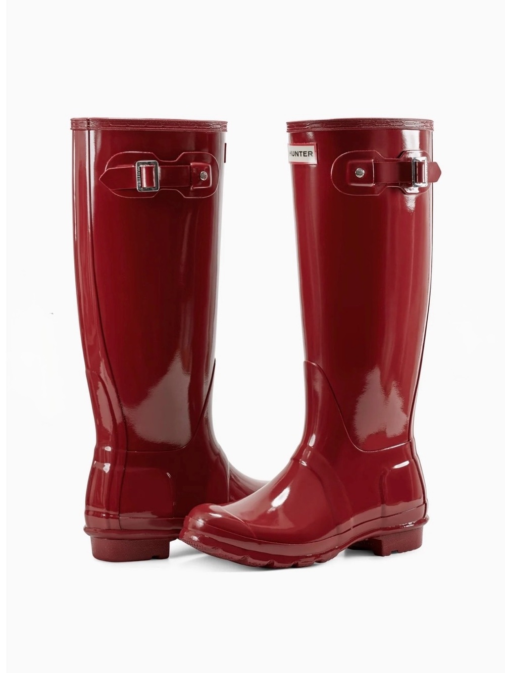 Hunter Women’s Gloss Knee-High Rain Boots - Burgundy Red